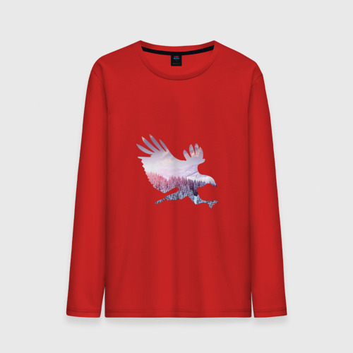 Мужской лонгслив хлопок орел зима, цвет красный