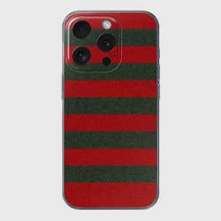 Чехол для iPhone 15 Pro силиконовый с защитой камеры Красно-полосатый