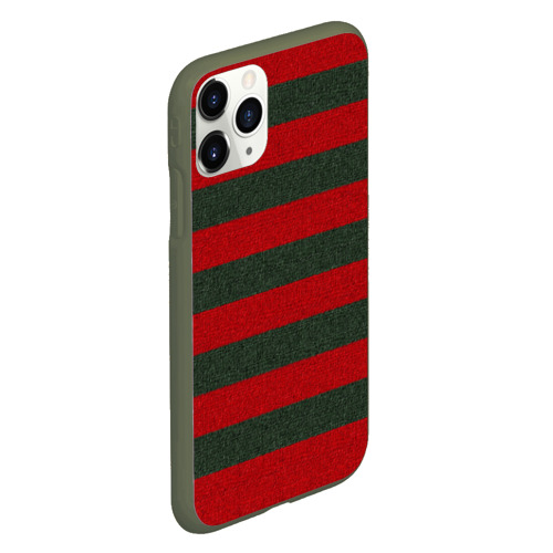 Чехол для iPhone 11 Pro матовый Красно-полосатый, цвет темно-зеленый - фото 3