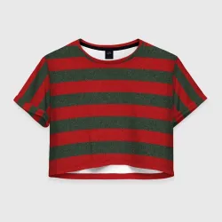 Женская футболка Crop-top 3D Красно-полосатый