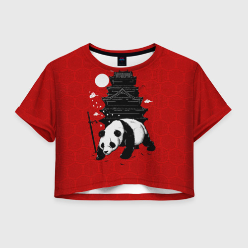 Женская футболка Crop-top 3D Panda Warrior, цвет 3D печать