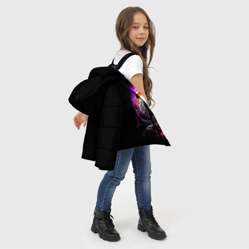 Зимняя куртка для девочек 3D Panda Cosmonaut, цвет черный - фото 6