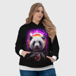 Толстовка с принтом Panda Cosmonaut для женщины, вид на модели спереди №4. Цвет основы: белый