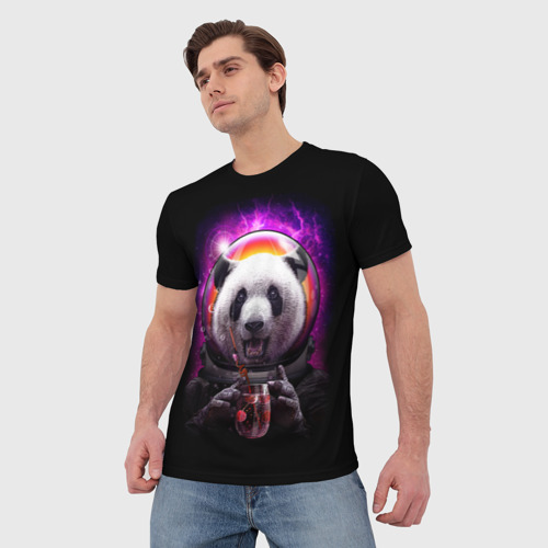 Мужская футболка 3D Panda Cosmonaut, цвет 3D печать - фото 3