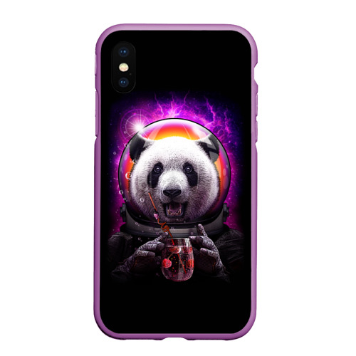 Чехол для iPhone XS Max матовый Panda Cosmonaut, цвет фиолетовый