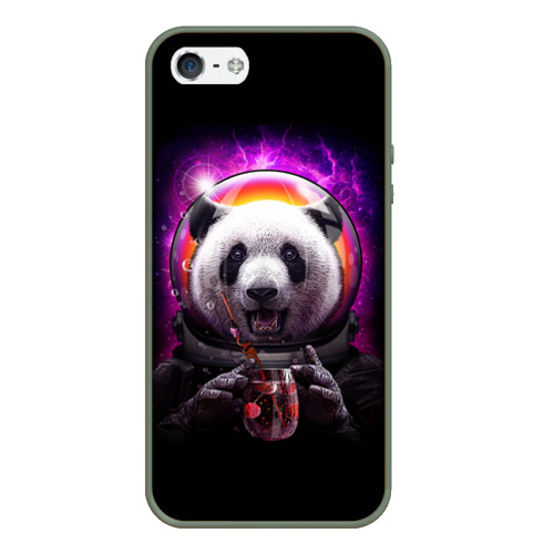 Чехол для iPhone 5/5S матовый Panda Cosmonaut, цвет темно-зеленый