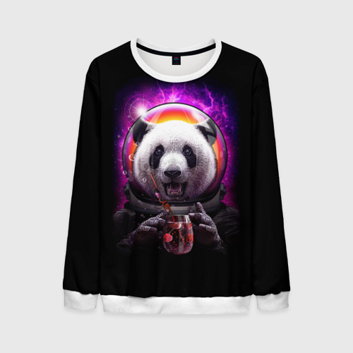 Мужской свитшот 3D Panda Cosmonaut, цвет белый