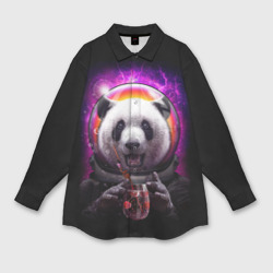 Женская рубашка oversize 3D Panda Cosmonaut