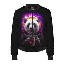 Женский бомбер 3D Panda Cosmonaut