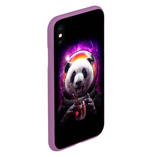 Чехол для iPhone XS Max матовый Panda Cosmonaut, цвет фиолетовый - фото 3