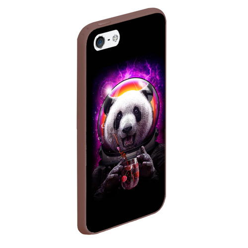 Чехол для iPhone 5/5S матовый Panda Cosmonaut, цвет коричневый - фото 3