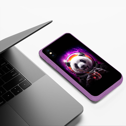 Чехол для iPhone XS Max матовый Panda Cosmonaut, цвет фиолетовый - фото 5