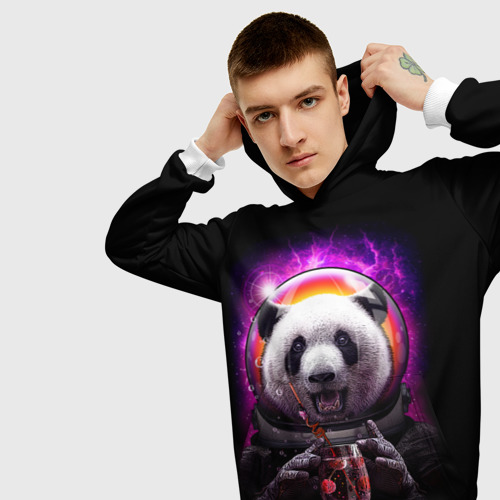 Мужская толстовка 3D Panda Cosmonaut, цвет белый - фото 5