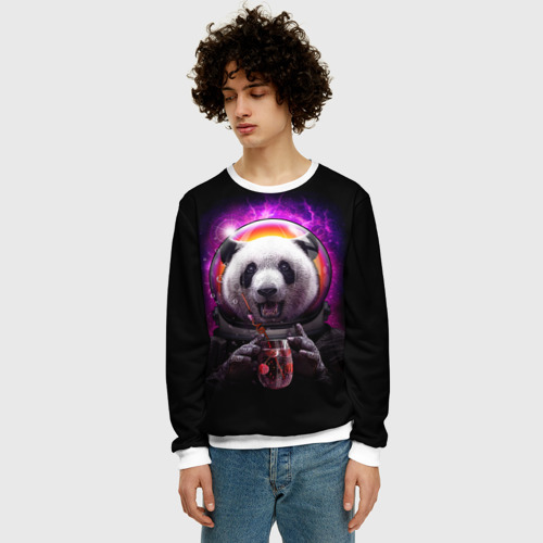 Мужской свитшот 3D Panda Cosmonaut, цвет белый - фото 3