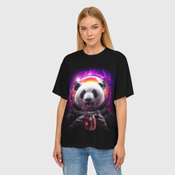 Женская футболка oversize 3D Panda Cosmonaut - фото 2