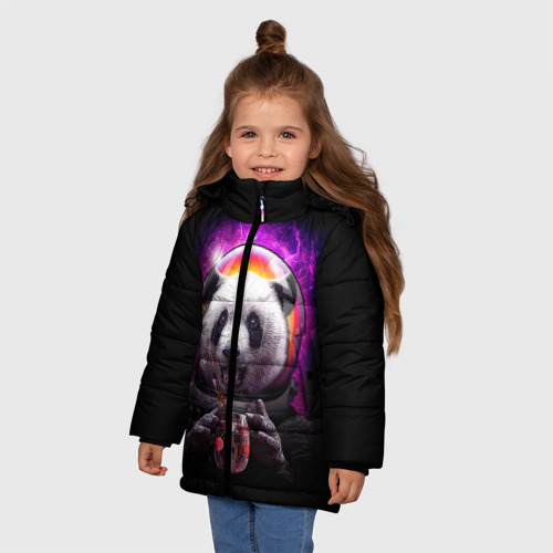 Зимняя куртка для девочек 3D Panda Cosmonaut, цвет черный - фото 3