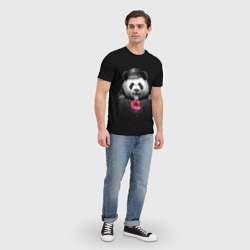 Футболка с принтом Donut Panda для мужчины, вид на модели спереди №3. Цвет основы: белый