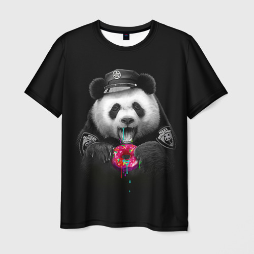 Мужская футболка с принтом Donut Panda, вид спереди №1