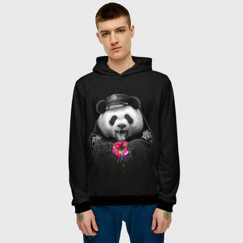 Мужская толстовка 3D Donut Panda, цвет черный - фото 3