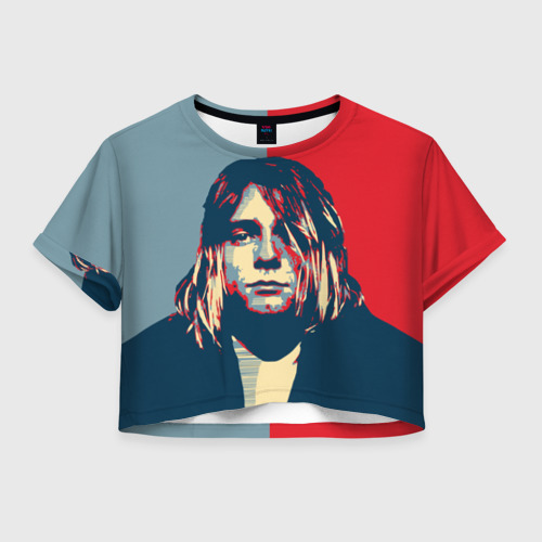 Женская футболка Crop-top 3D Kurt Cobain