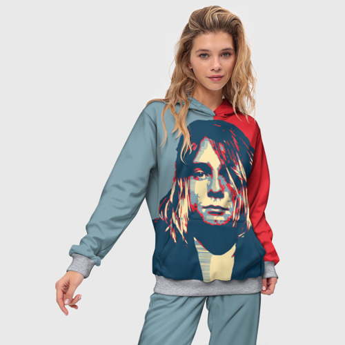 Женский костюм с толстовкой 3D Kurt Cobain, цвет меланж - фото 3