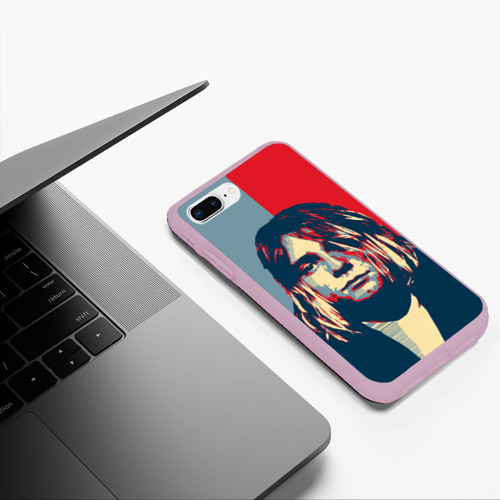 Чехол для iPhone 7Plus/8 Plus матовый Kurt Cobain, цвет розовый - фото 5