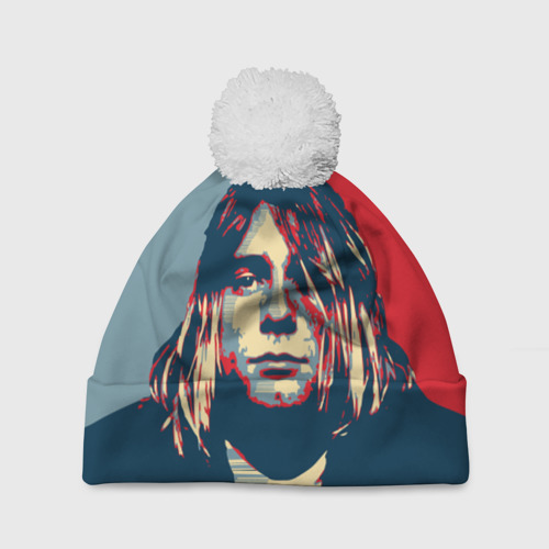 Шапка 3D c помпоном Kurt Cobain