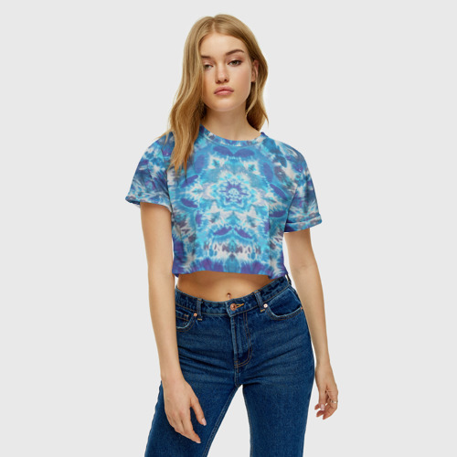 Женская футболка Crop-top 3D Калейдоскоп, цвет 3D печать - фото 4