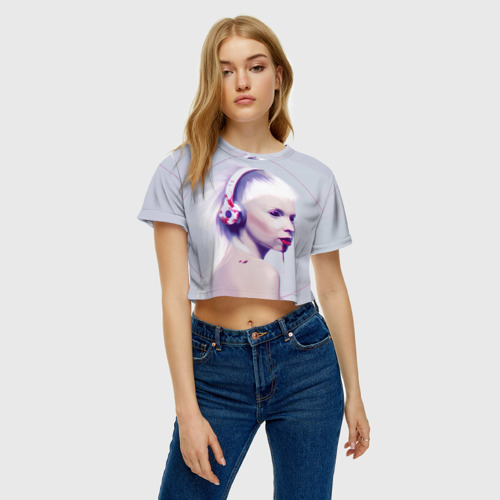 Женская футболка Crop-top 3D Eyes, цвет 3D печать - фото 4