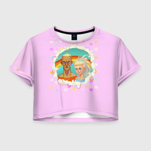 Женская футболка Crop-top 3D Pink, цвет 3D печать