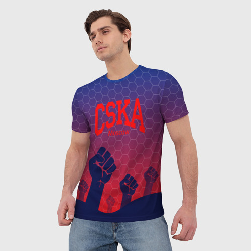 Мужская футболка 3D с принтом CSKA Msk, фото на моделе #1