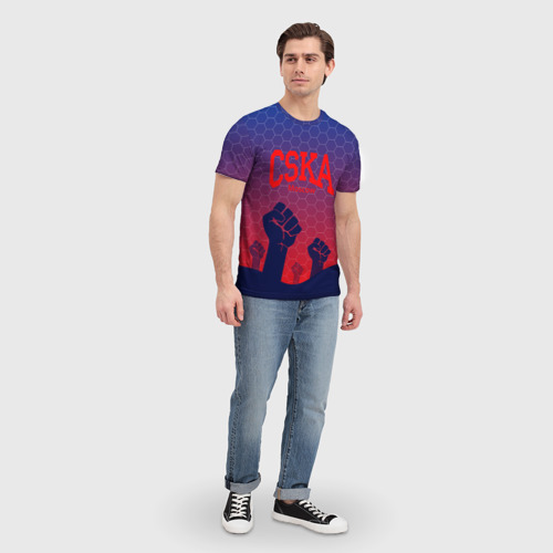 Мужская футболка 3D с принтом CSKA Msk, вид сбоку #3
