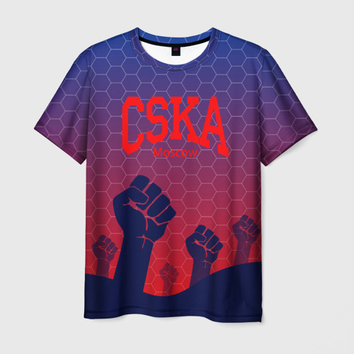 Мужская футболка 3D с принтом CSKA Msk, вид спереди #2