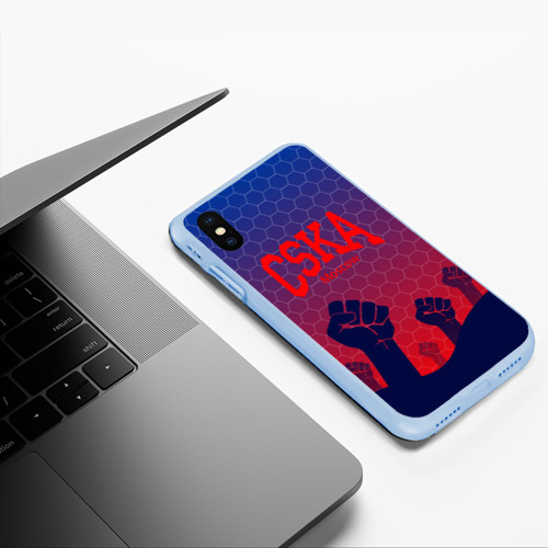 Чехол для iPhone XS Max матовый CSKA Msk, цвет голубой - фото 5