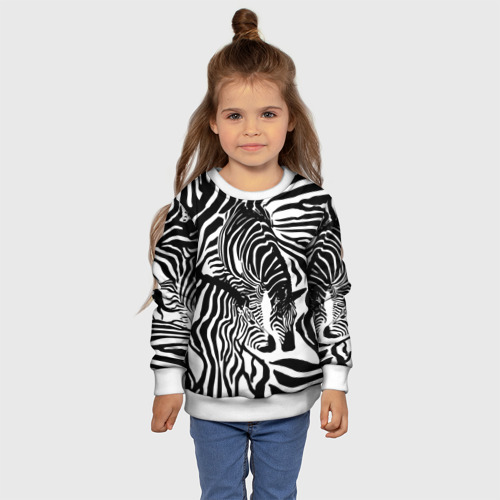Детский свитшот 3D Зебра черно-белая графика, цвет 3D печать - фото 7