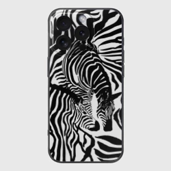 Чехол для iPhone 16 Pro силиконовый с защитой камеры Зебра черно-белая графика