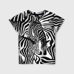Детская футболка 3D Зебра черно-белая графика