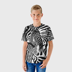 Детская футболка 3D Зебра черно-белая графика - фото 2