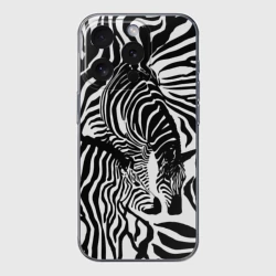 Чехол для iPhone 15 Pro силиконовый с защитой камеры Зебра черно-белая графика