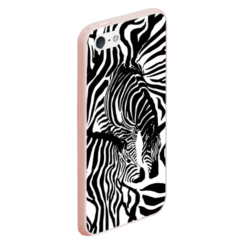 Чехол для iPhone 5/5S матовый Зебра черно-белая графика, цвет светло-розовый - фото 3