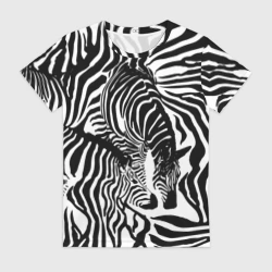 Женская футболка 3D Зебра черно-белая графика