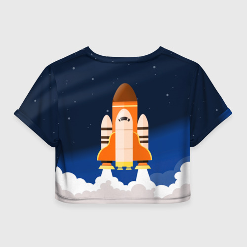 Женская футболка Crop-top 3D Космический корабль, цвет 3D печать - фото 2