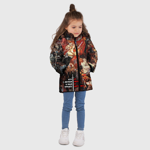 Зимняя куртка для девочек 3D Александр Невский, цвет красный - фото 5