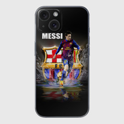 Чехол для iPhone 15 силиконовый с защитой камеры Месси