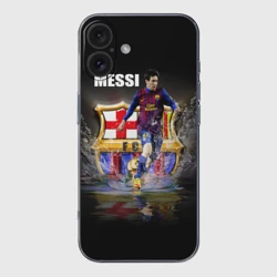 Чехол для iPhone 16 силиконовый с защитой камеры Месси