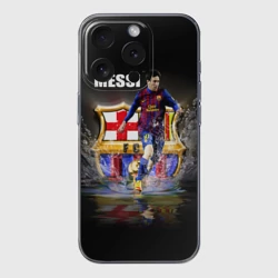 Чехол для iPhone 15 Pro силиконовый с защитой камеры Месси