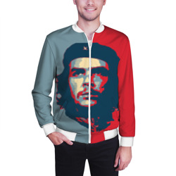 Бомбер с принтом Che Guevara для мужчины, вид на модели спереди №2. Цвет основы: белый