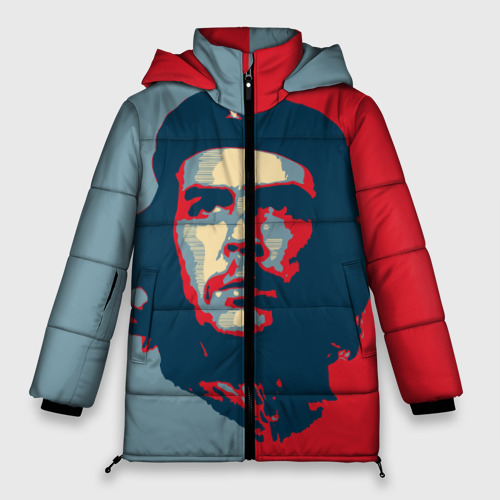 Женская зимняя куртка оверсайз с принтом Che Guevara, вид спереди №1