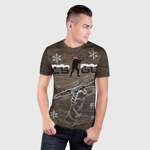 Мужская футболка 3D Slim Новогодний cs:go пустынный повстанец - фото 3