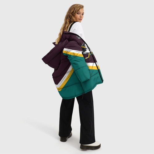 Женская зимняя куртка 3D с принтом Anaheim Ducks, вид сбоку #3